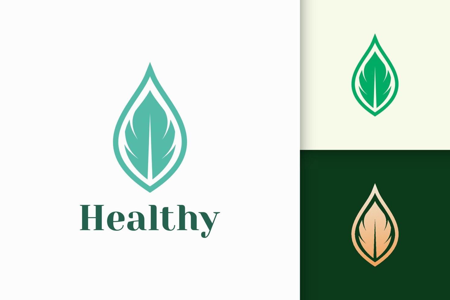 Beauty or health logo in simple feminine leaf shape vector