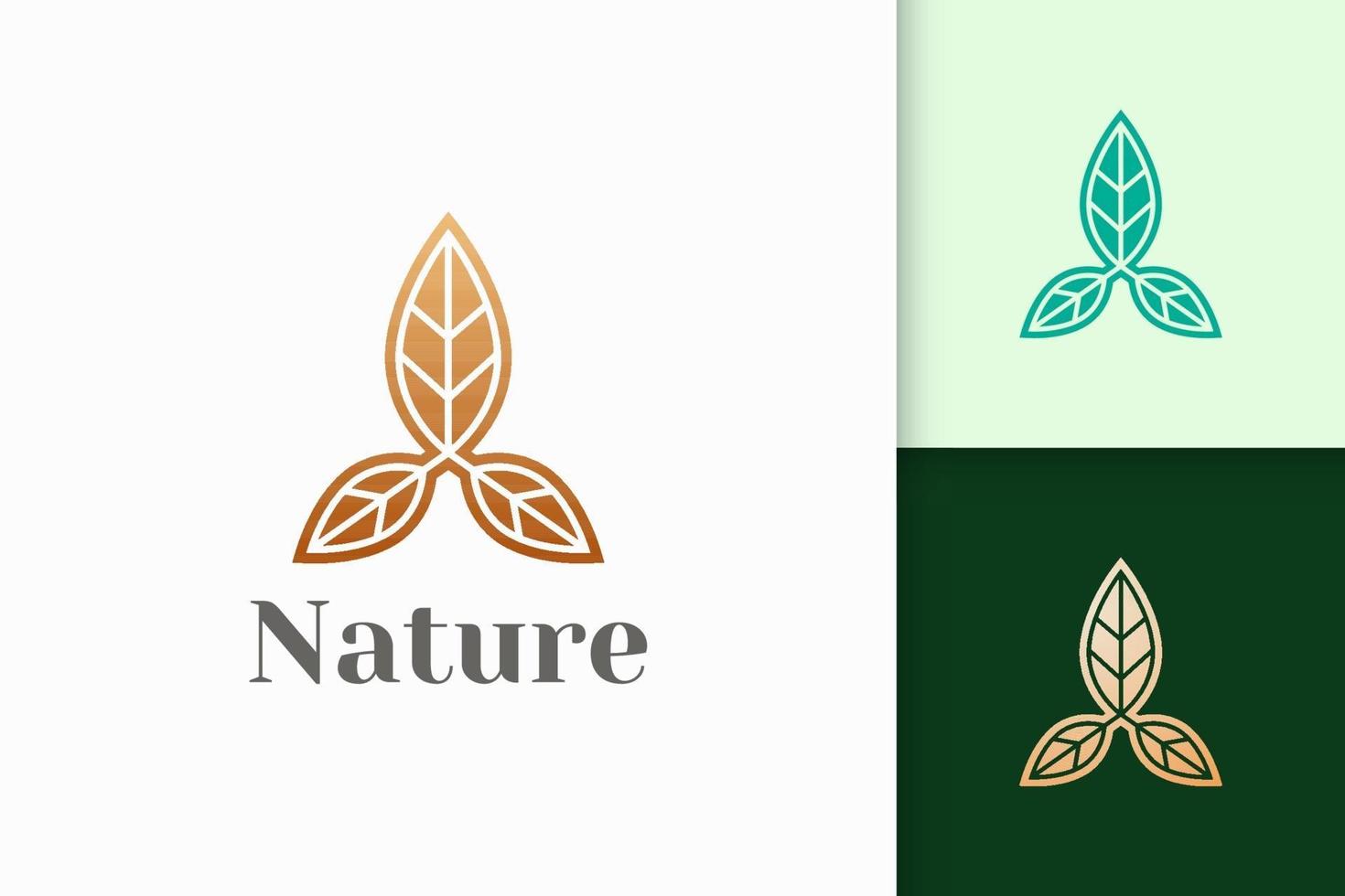 Logotipo de flores en forma de triple hoja para la salud y la belleza. vector