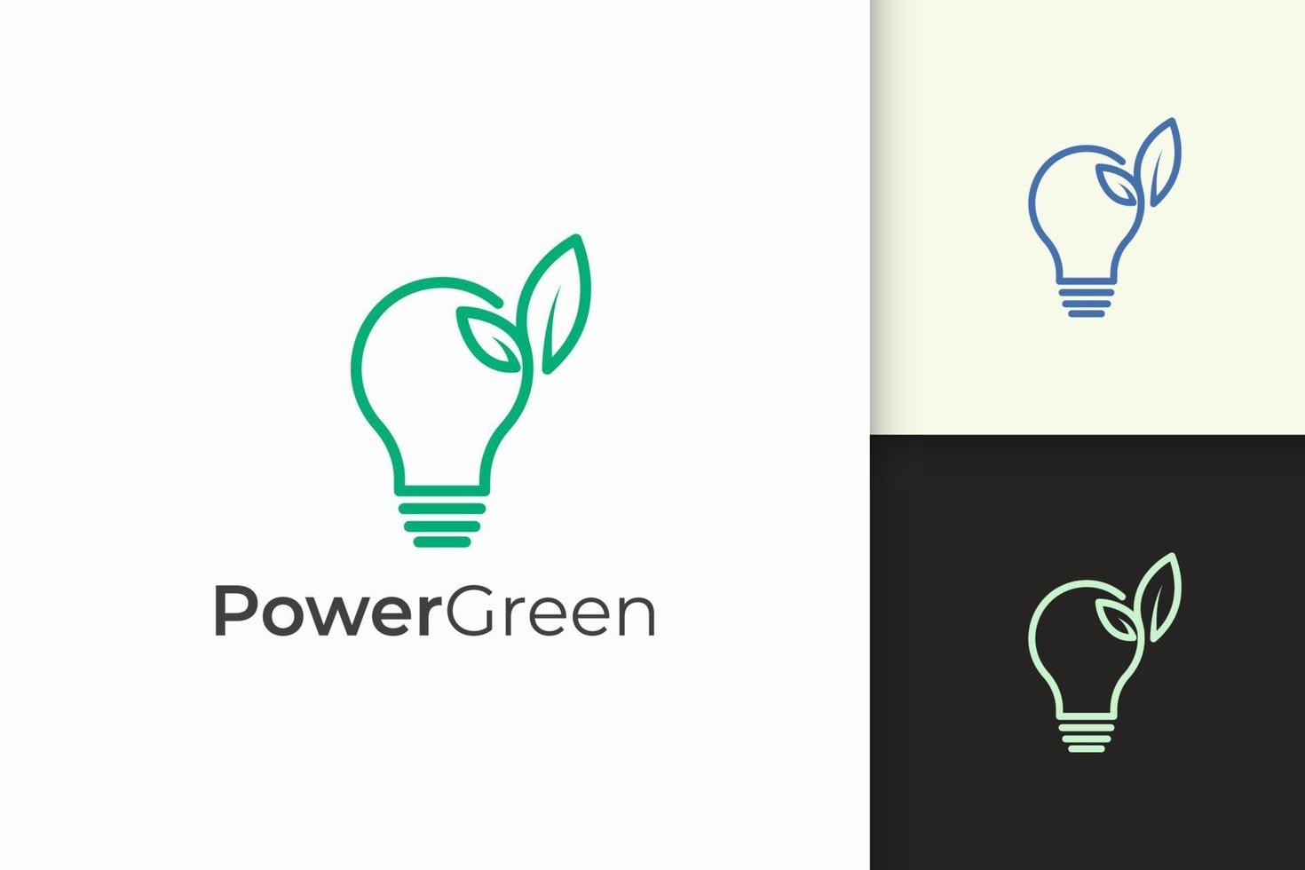 Light bulb and leaf logo in minimalist and modern for technology vector
