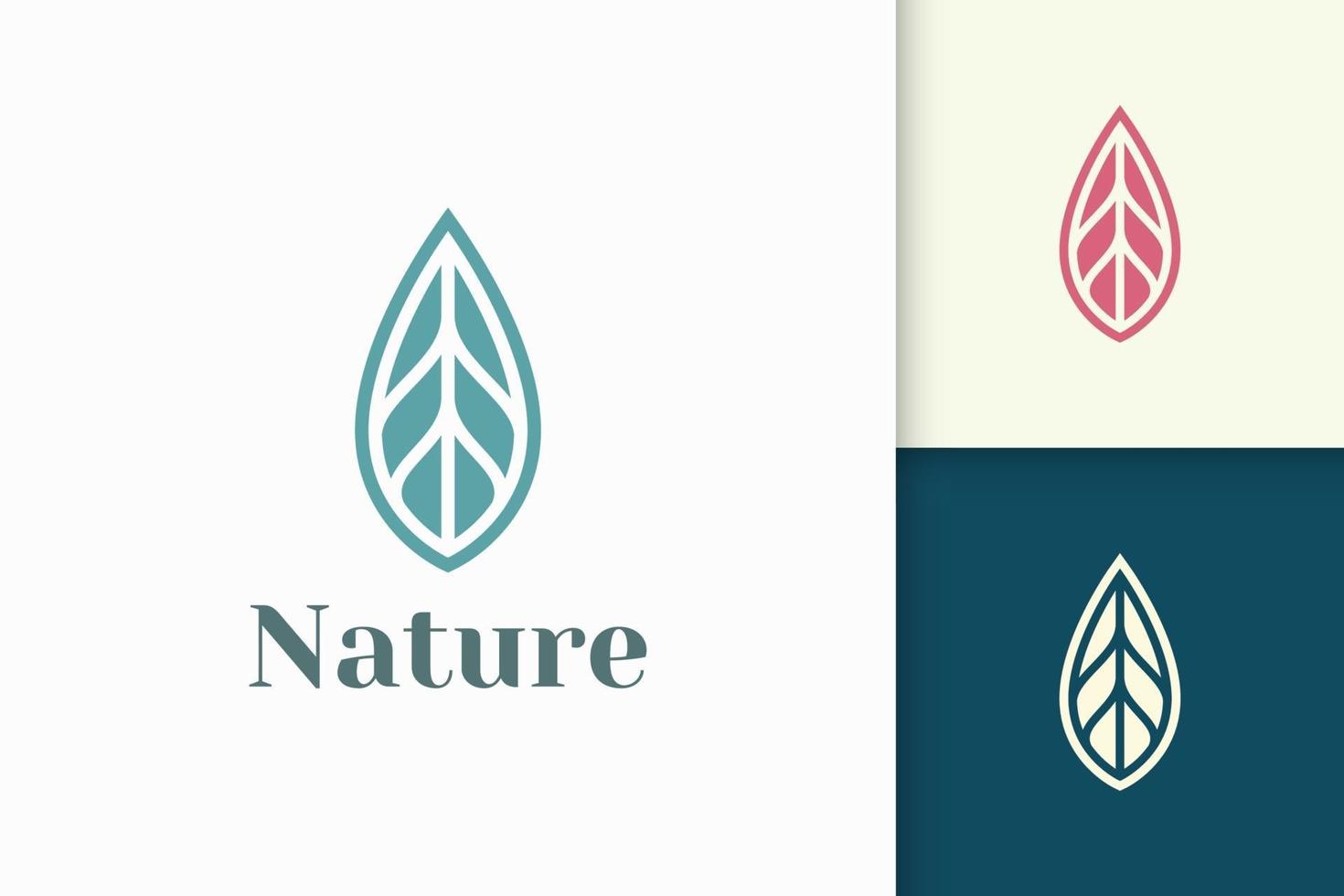 Logotipo de hoja en forma simple y limpia para la salud y la belleza. vector