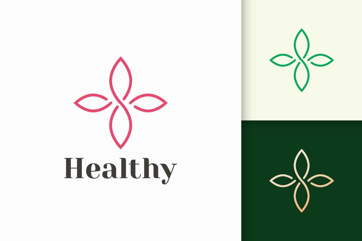 Logotipo de flores en estilo femenino y de lujo para la salud y la belleza. vector