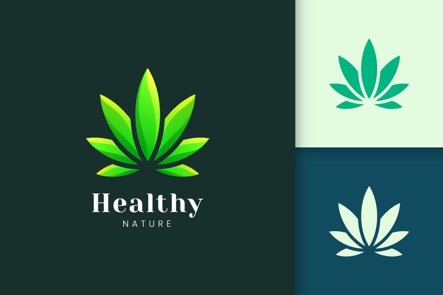 La forma de la hoja para el logotipo de cannabis o marihuana representa una droga o hierba. vector