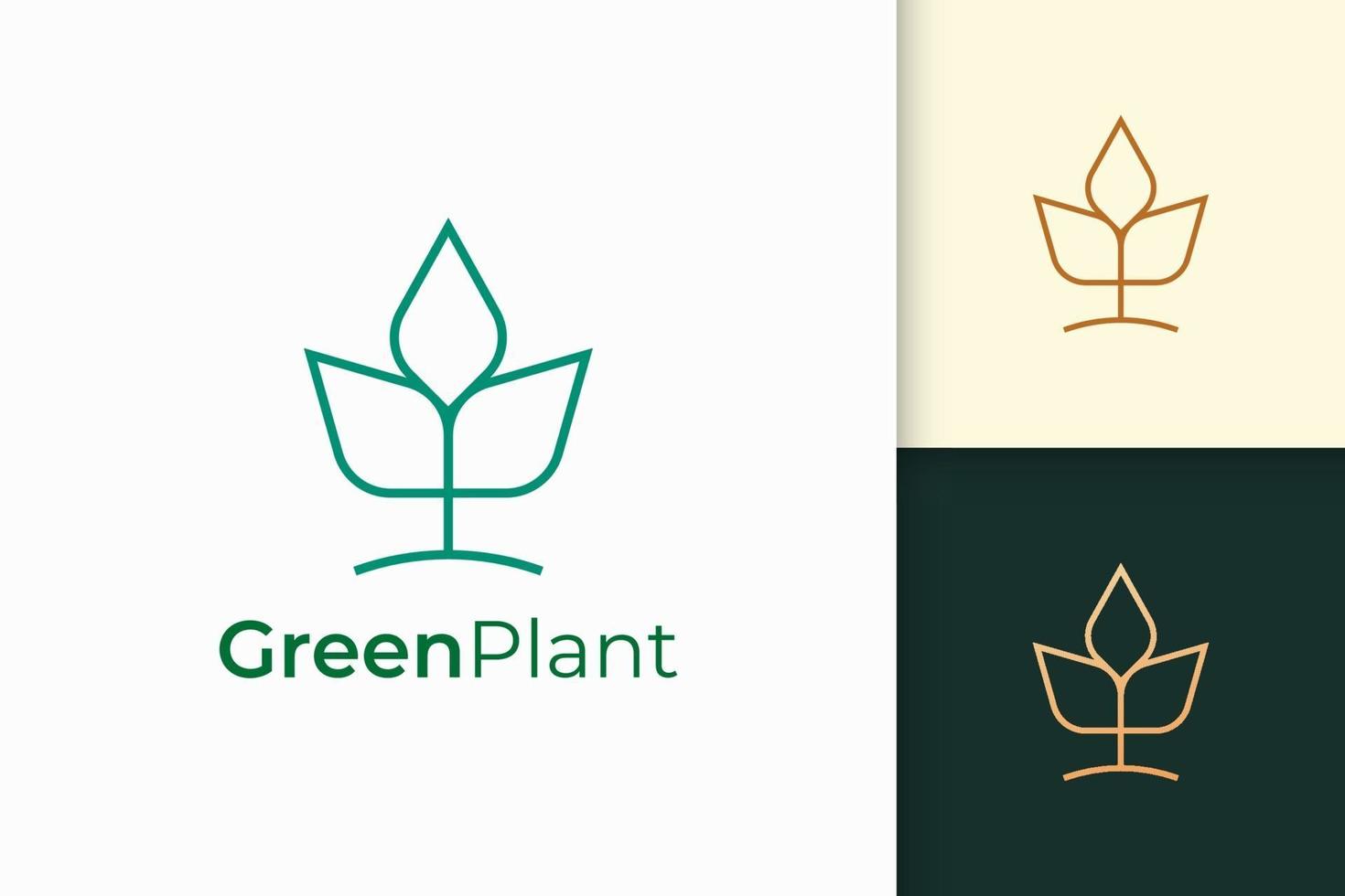 Modern farming or agriculture logo in simple line shape vector