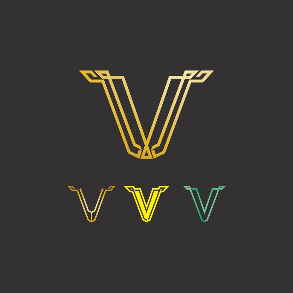 V letra y logotipo de fuente vector de plantilla de identidad empresarial