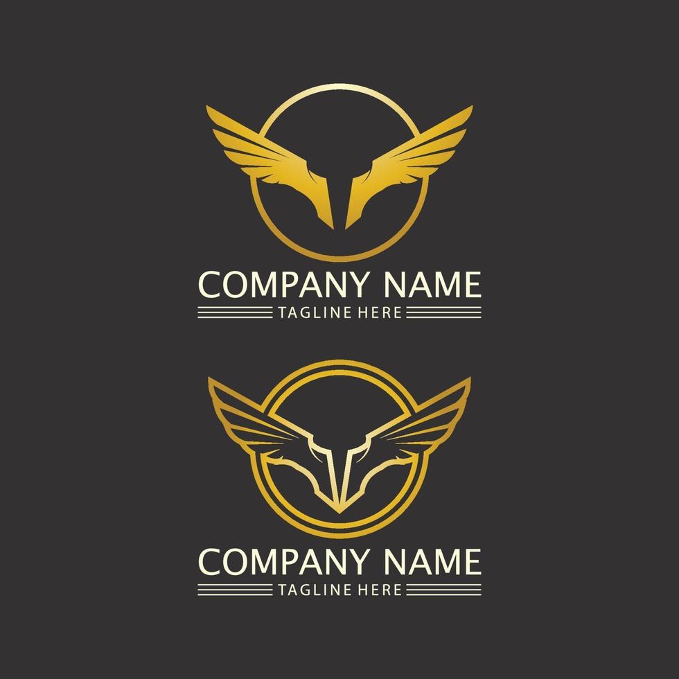 halcón, logotipo, plantilla, vector, alas, y, fuente, logotipo, diseño vector