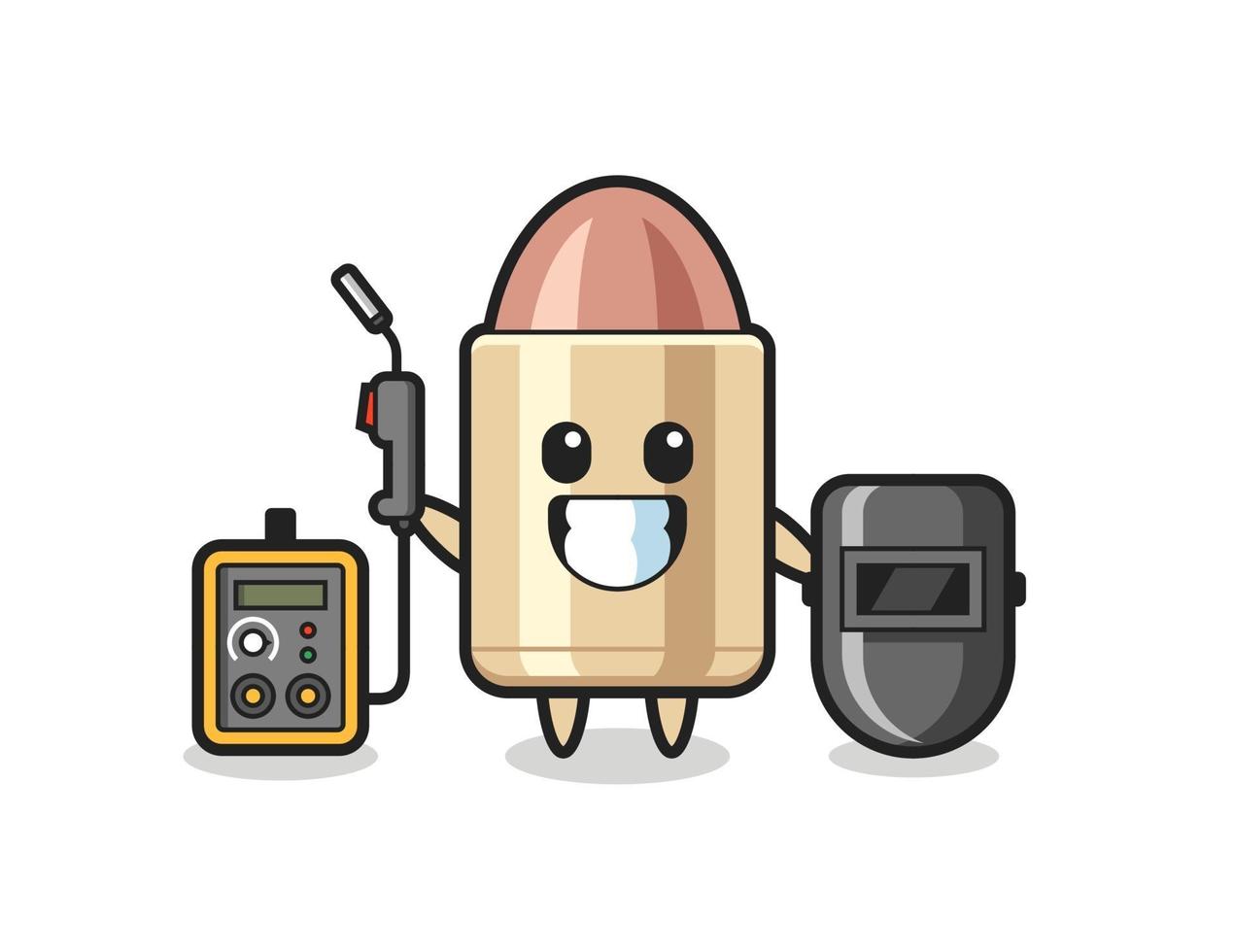 Character mascot of bullet as a welder vector