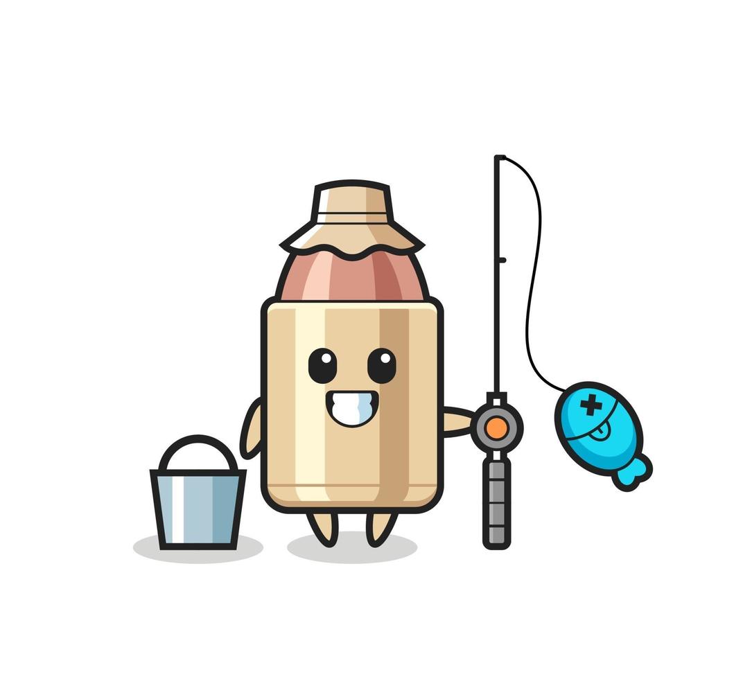 Mascot character of bullet as a fisherman vector