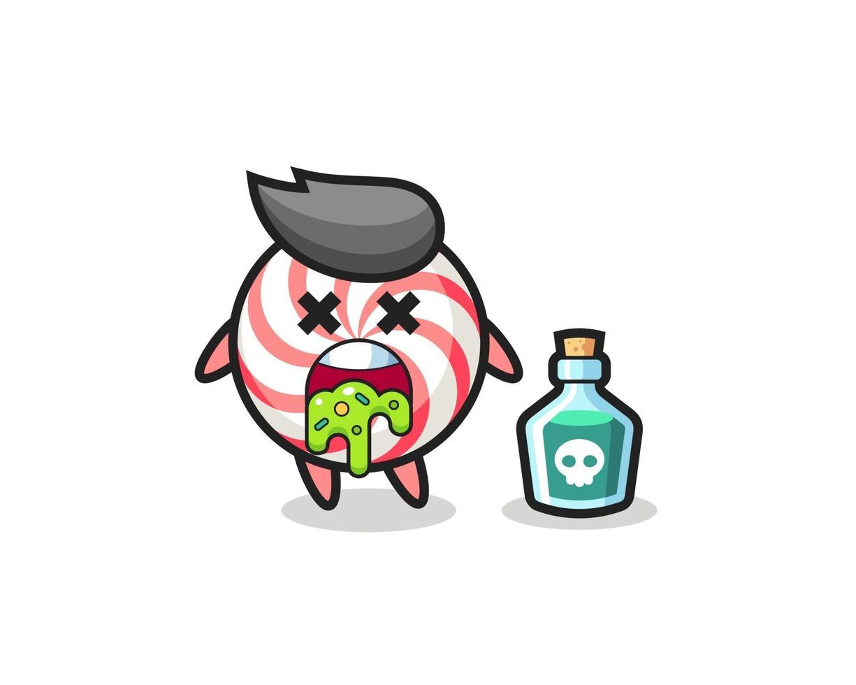 illustration of an candy character vomiting due to poisoning vector