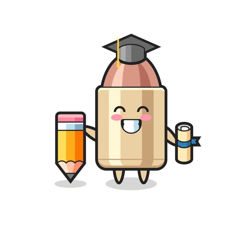 bullet illustration cartoon is graduation with a giant pencil vector