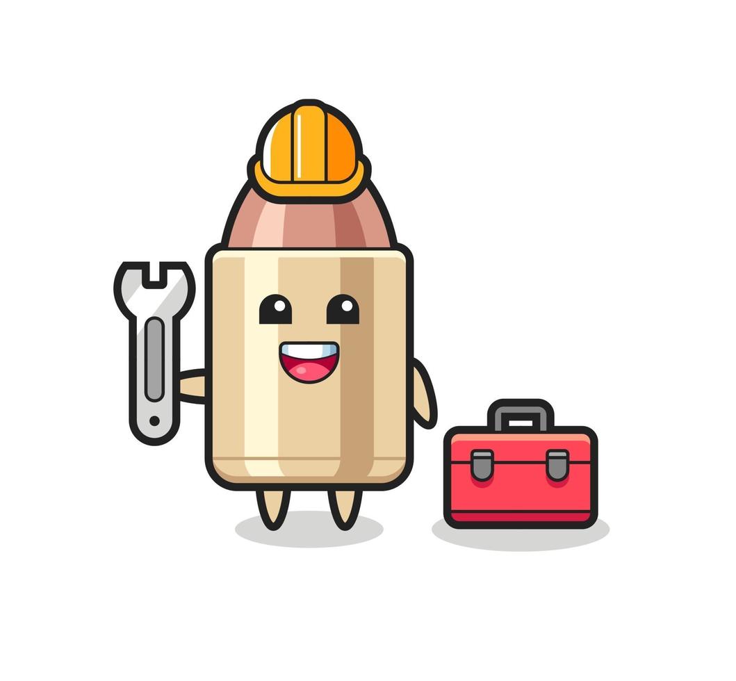 Mascot cartoon of bullet as a mechanic vector