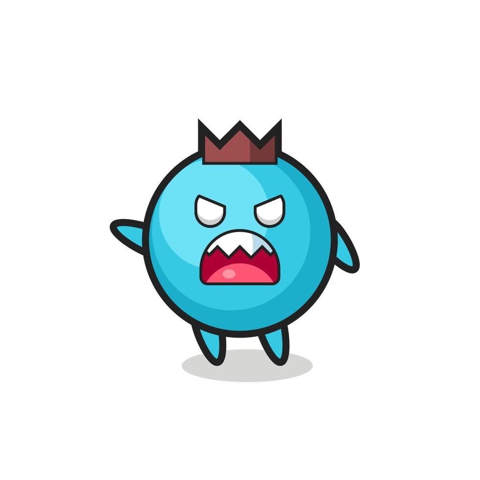 cute blueberry cartoon in a very angry pose vector