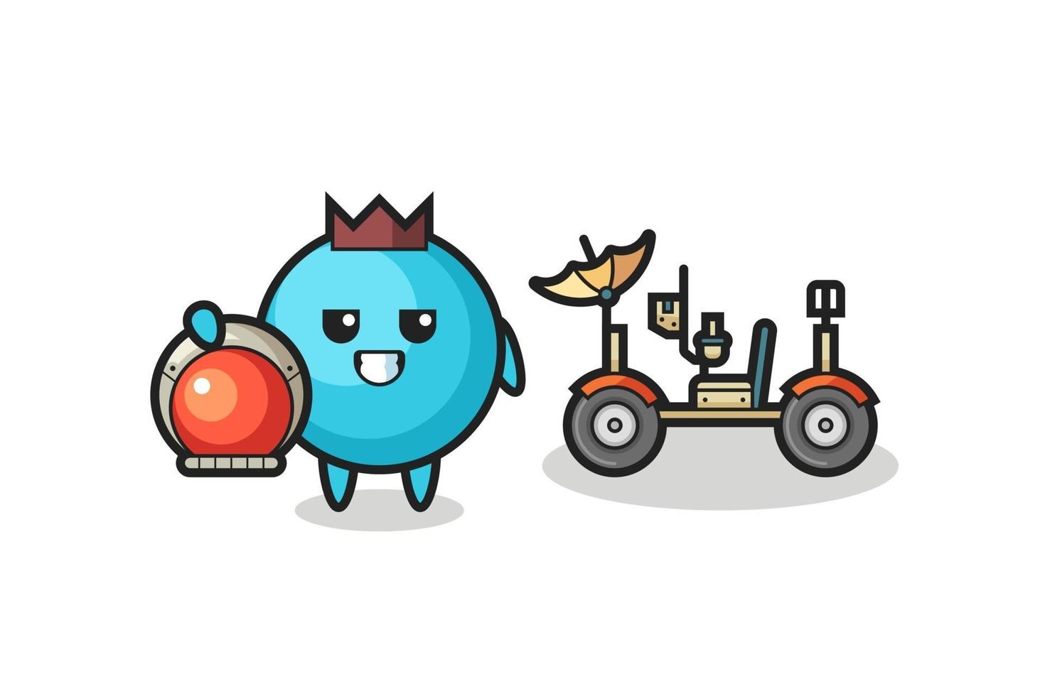the cute blueberry as astronaut with a lunar rover vector