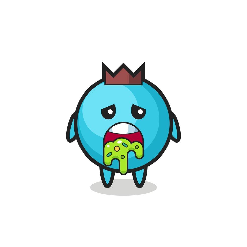 the cute blueberry character with puke vector