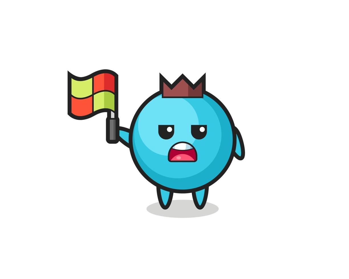 blueberry character as line judge putting the flag up vector