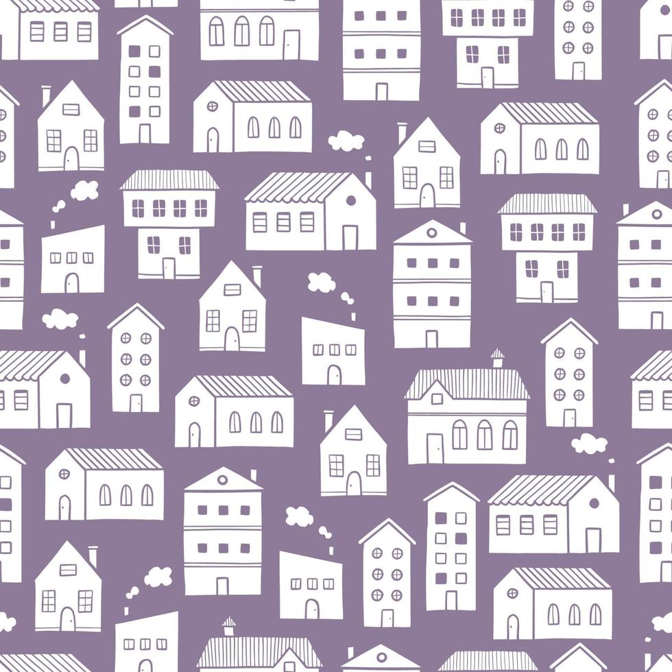 House pattern. Doodle sketch style vector