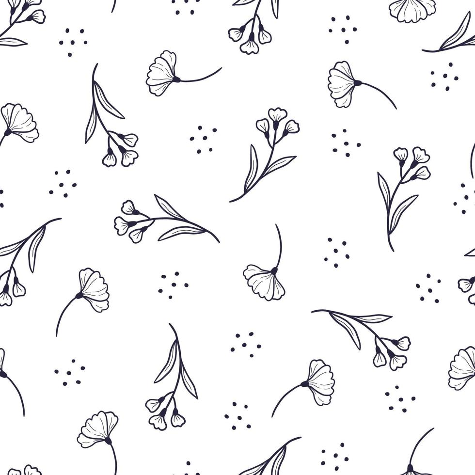 Pattern with simple little flower branch vector