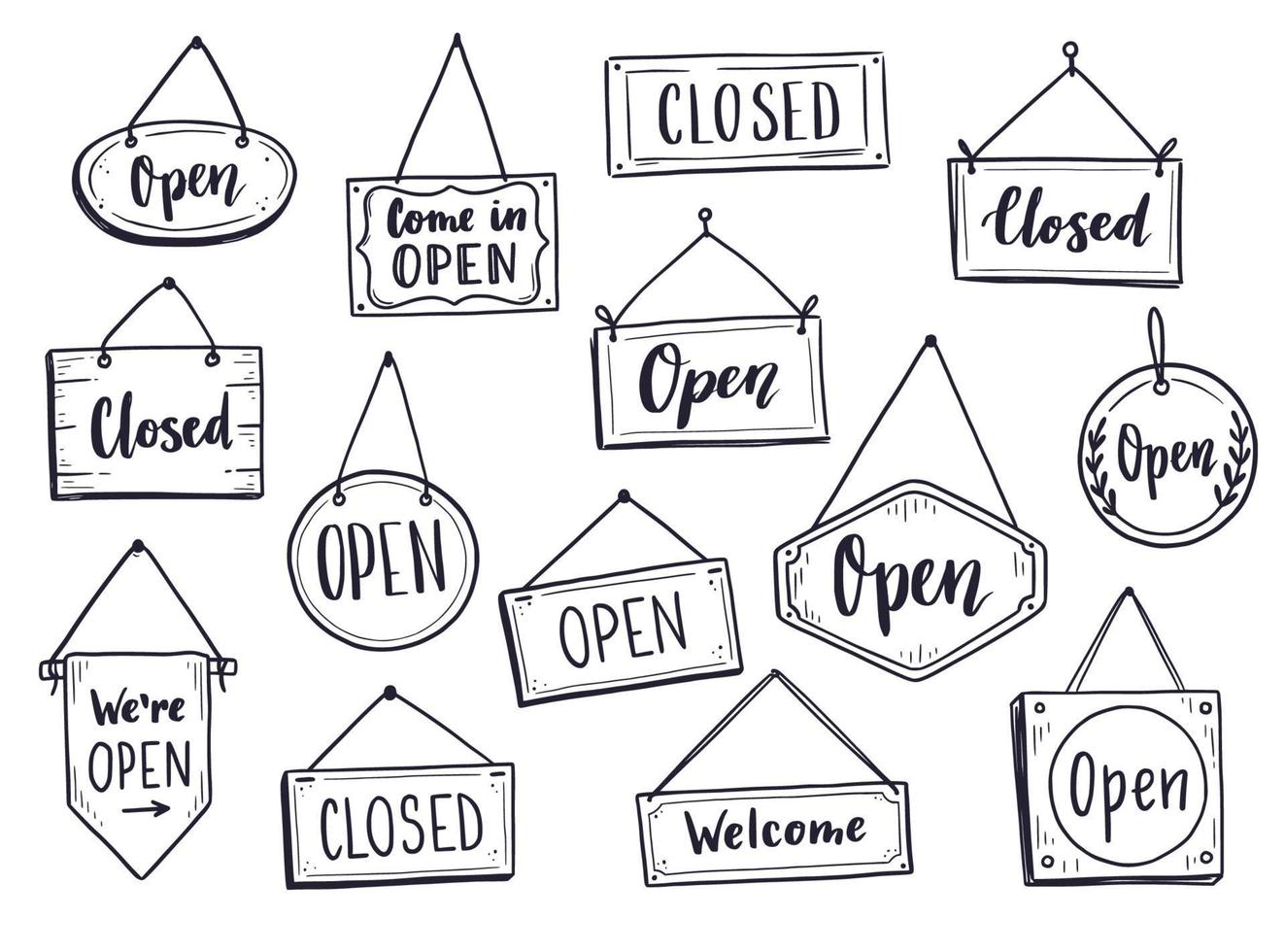 Hand drawn open door sign vector