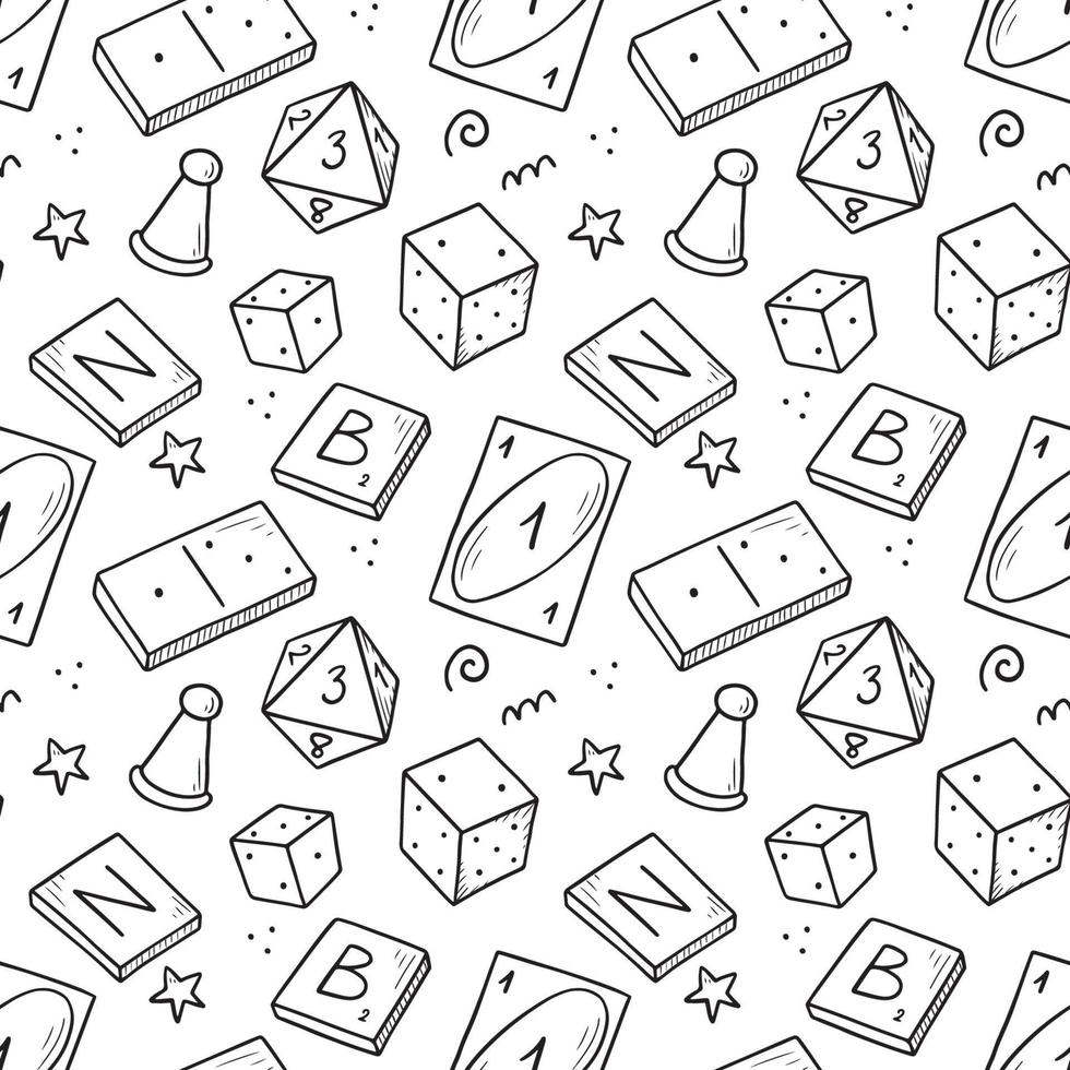 Hand drawn seamless pattern of board game vector