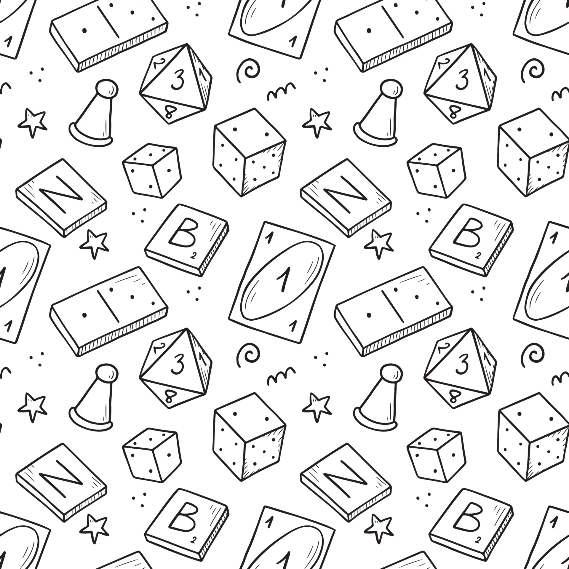 Premium Vector  Hand drawn game seamless pattern