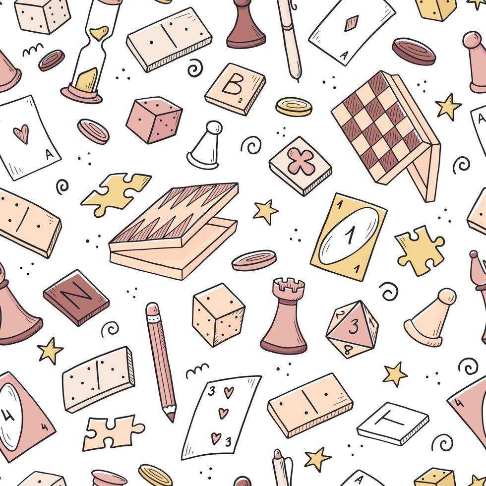 Hand drawn seamless pattern of board game vector