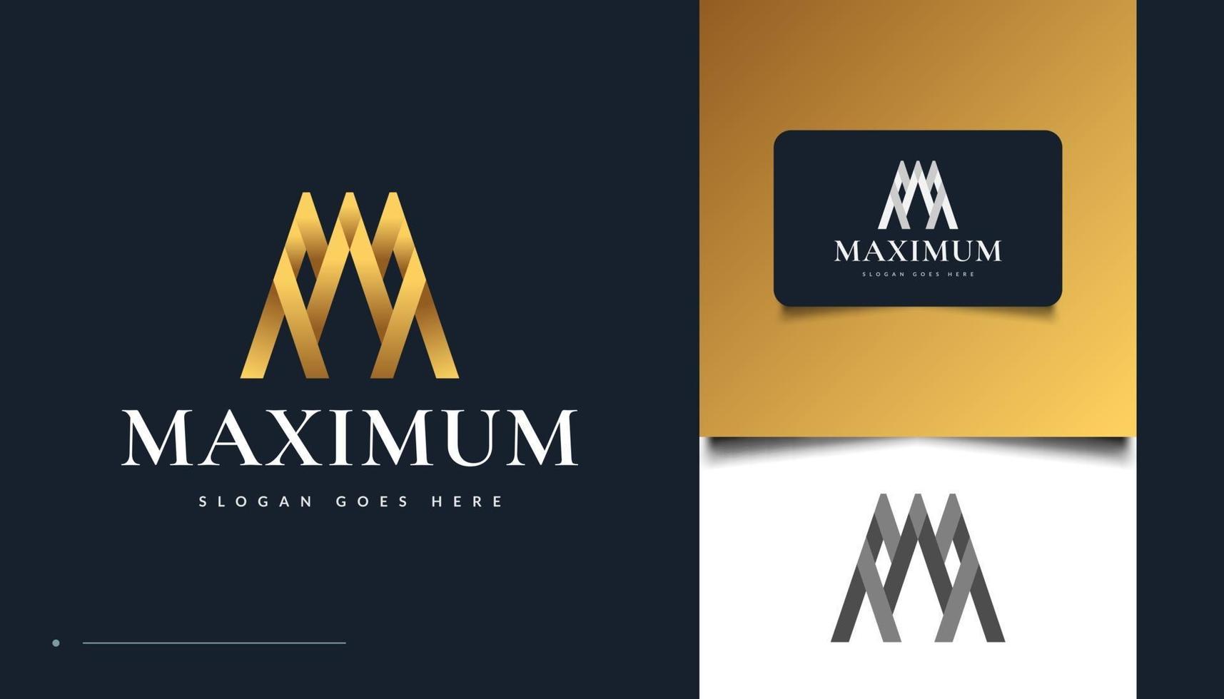 Golden Letter M Logo Design with Abstract Concept vector