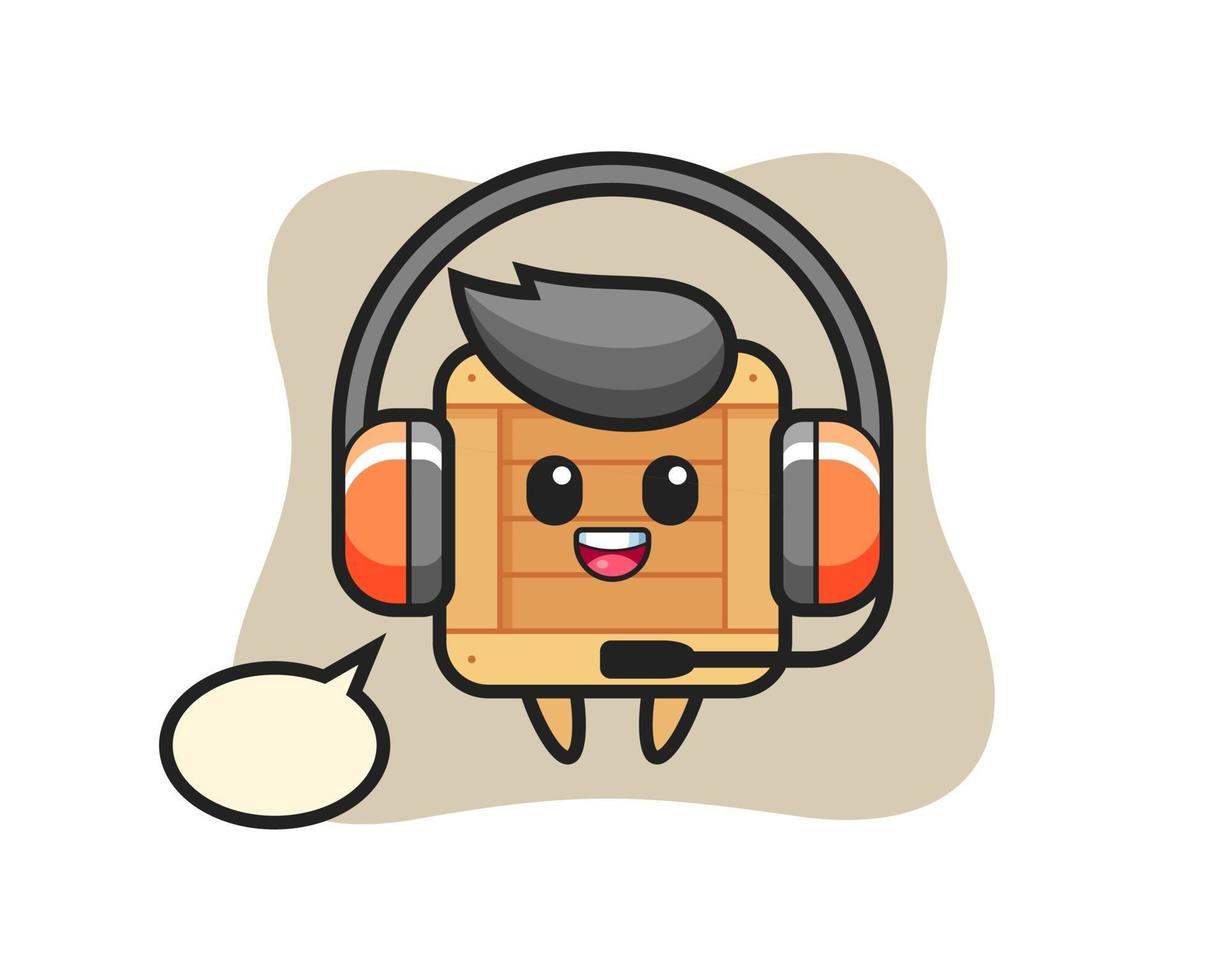 Cartoon mascot of wooden box as a customer service vector