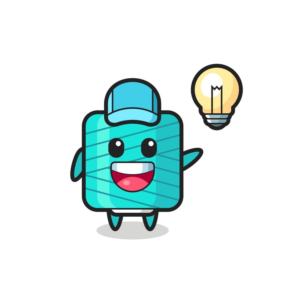 yarn spool character cartoon getting the idea vector