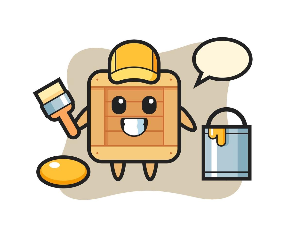 Character Illustration of wooden box as a painter vector