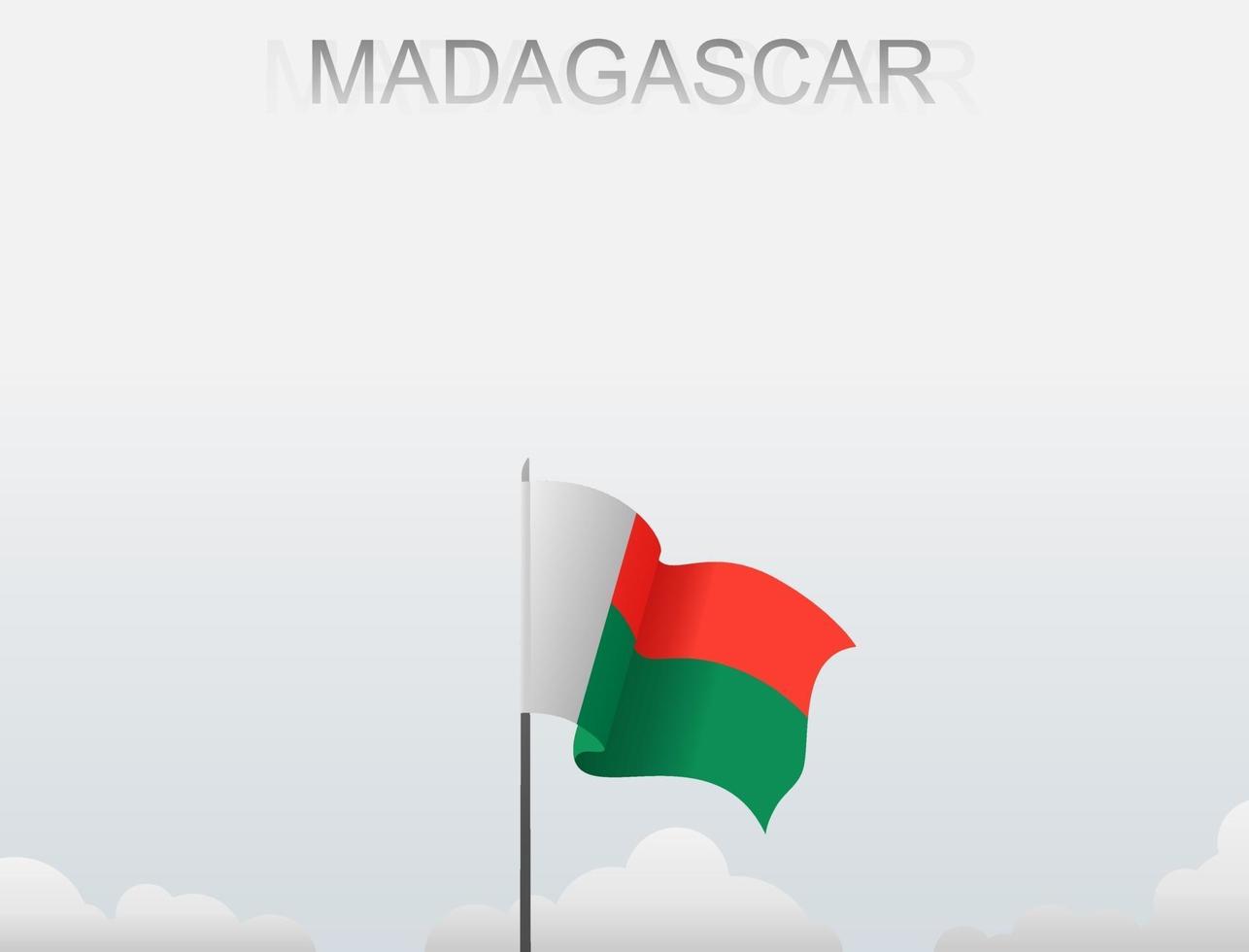 Flag of Madagascar flying under the white sky vector