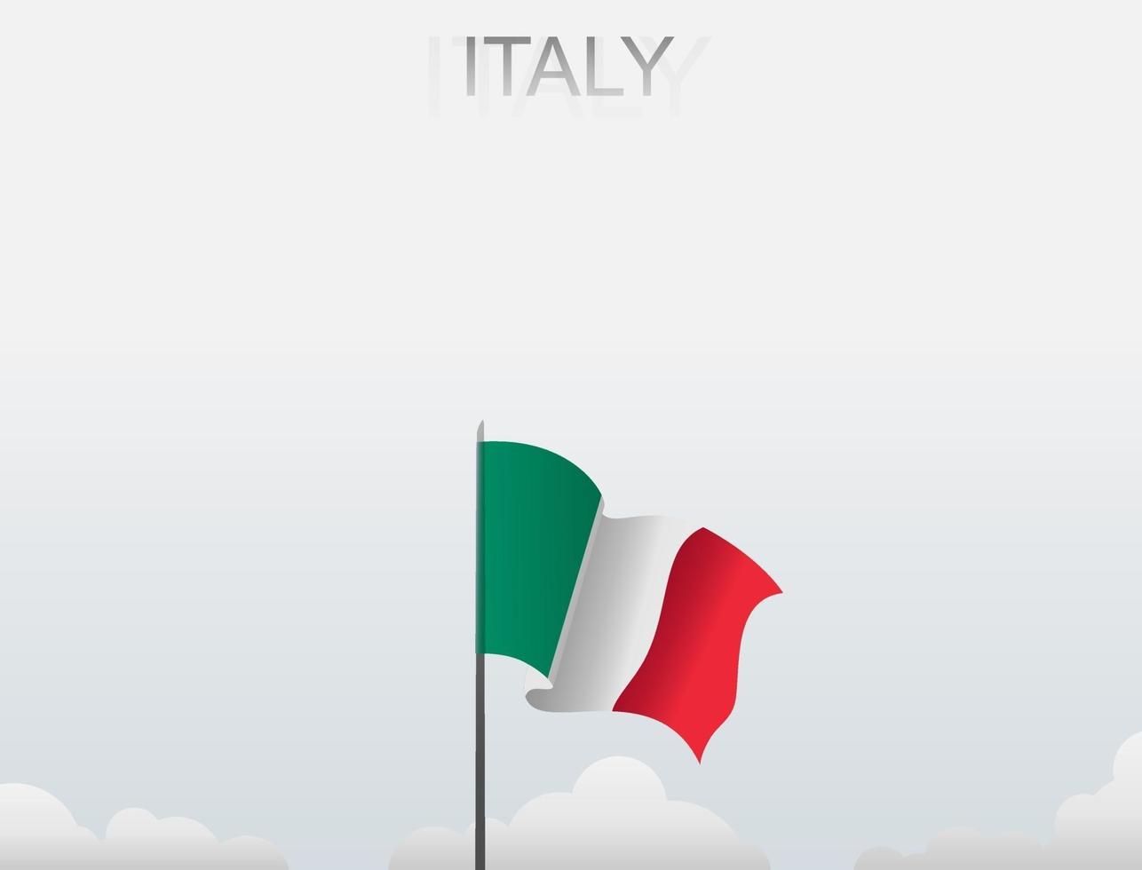 Flag of Italia flying under the white sky vector