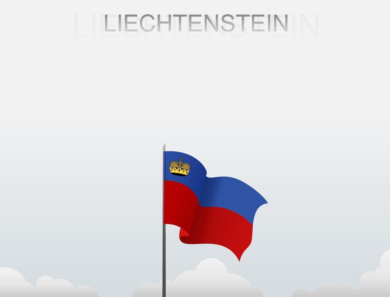 Flag of Liechtenstein flying under the white sky vector