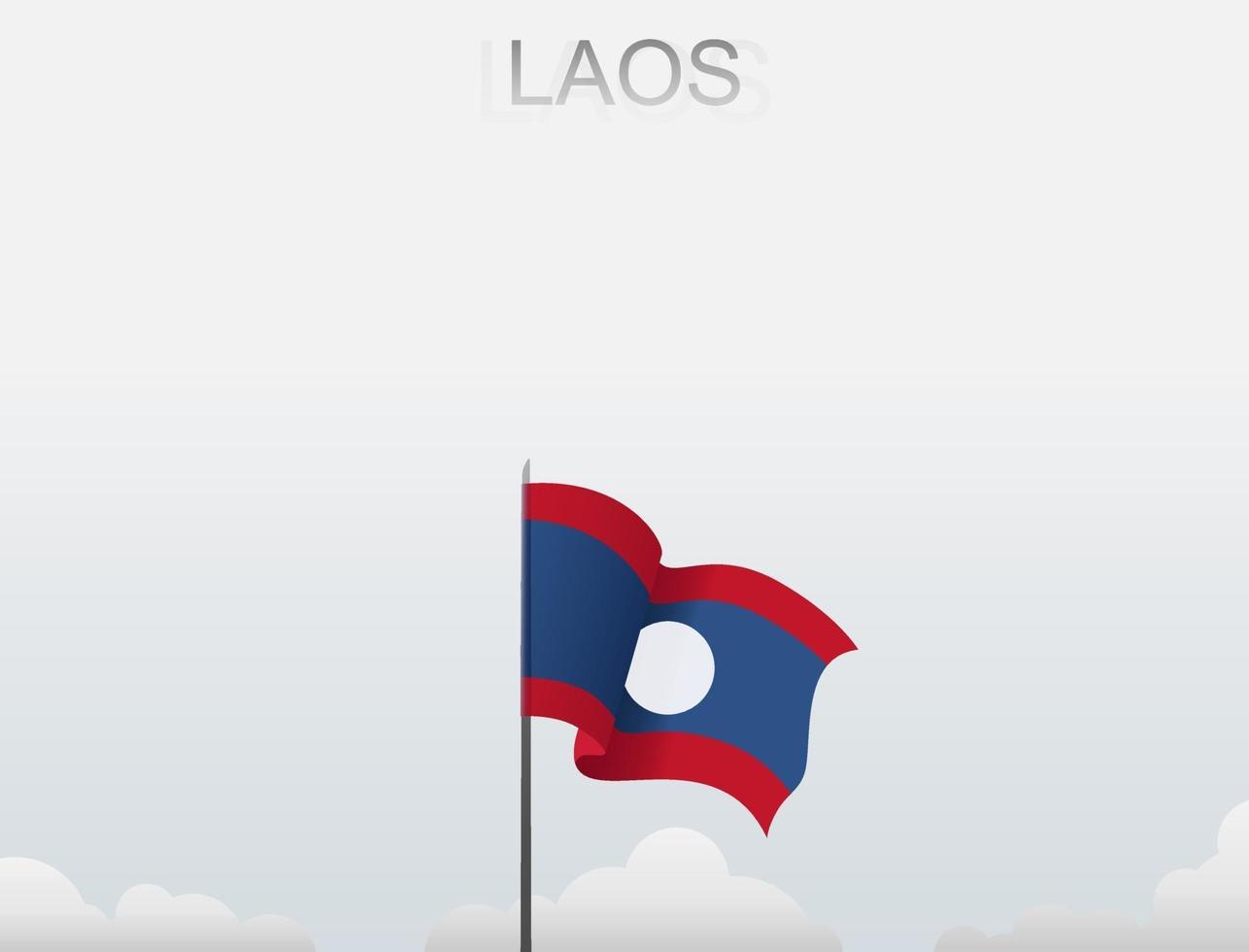 Flag of Laos flying under the white sky vector