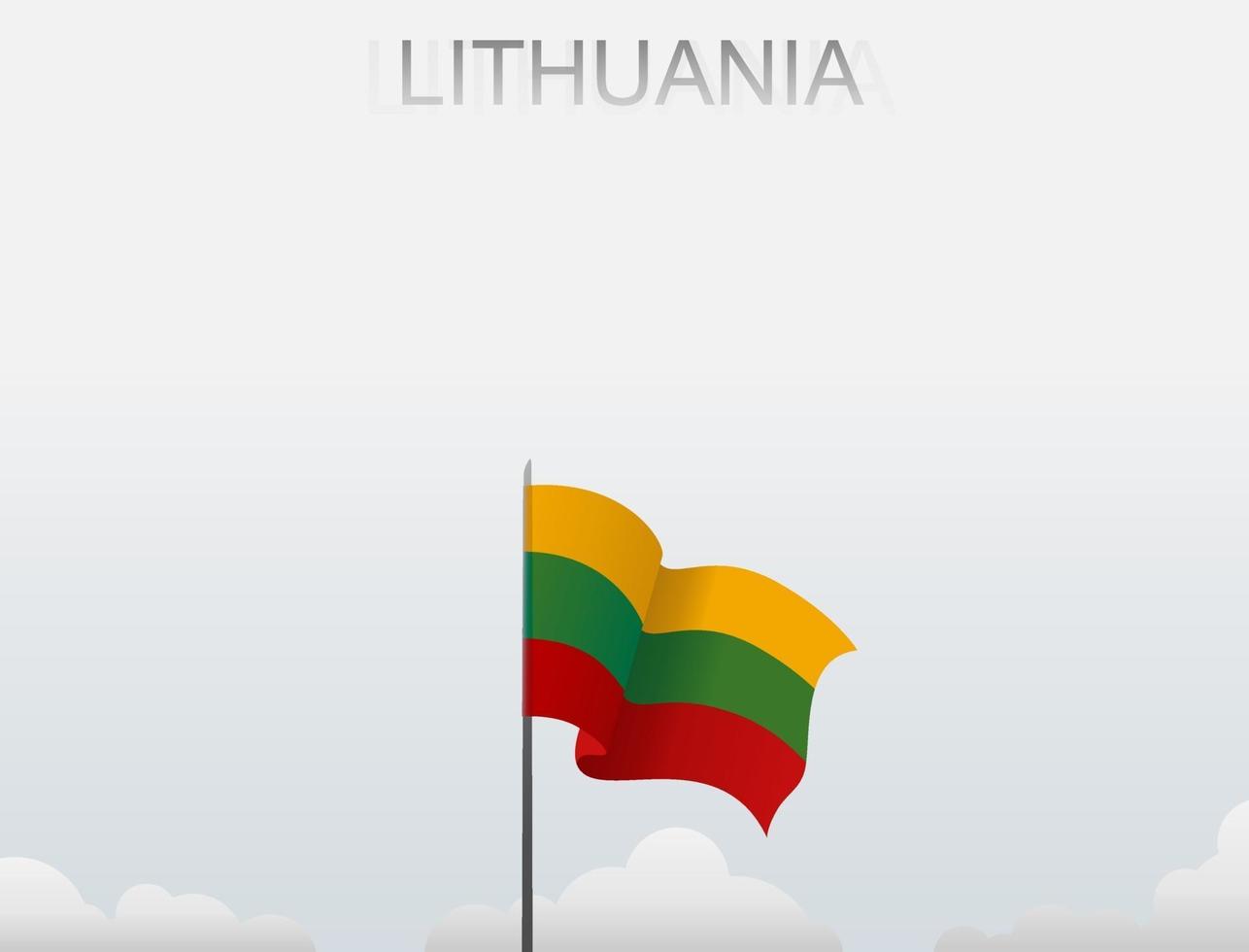 bandera de lituania volando bajo el cielo blanco vector