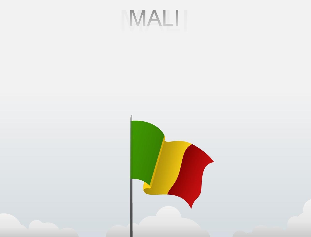 Flag of Mali flying under the white sky vector