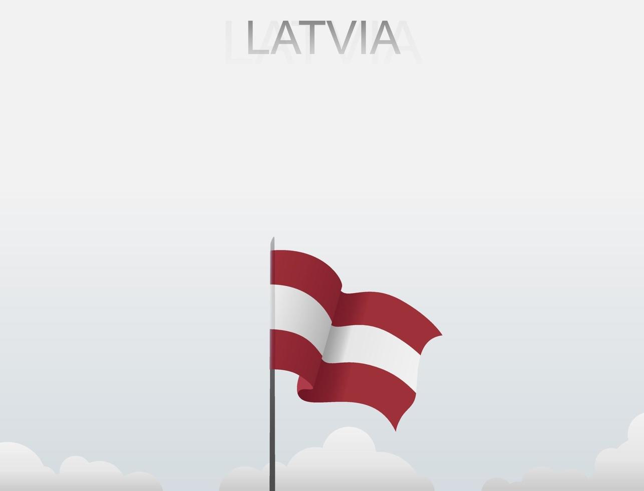 Flag of Latvian flying under the white sky vector