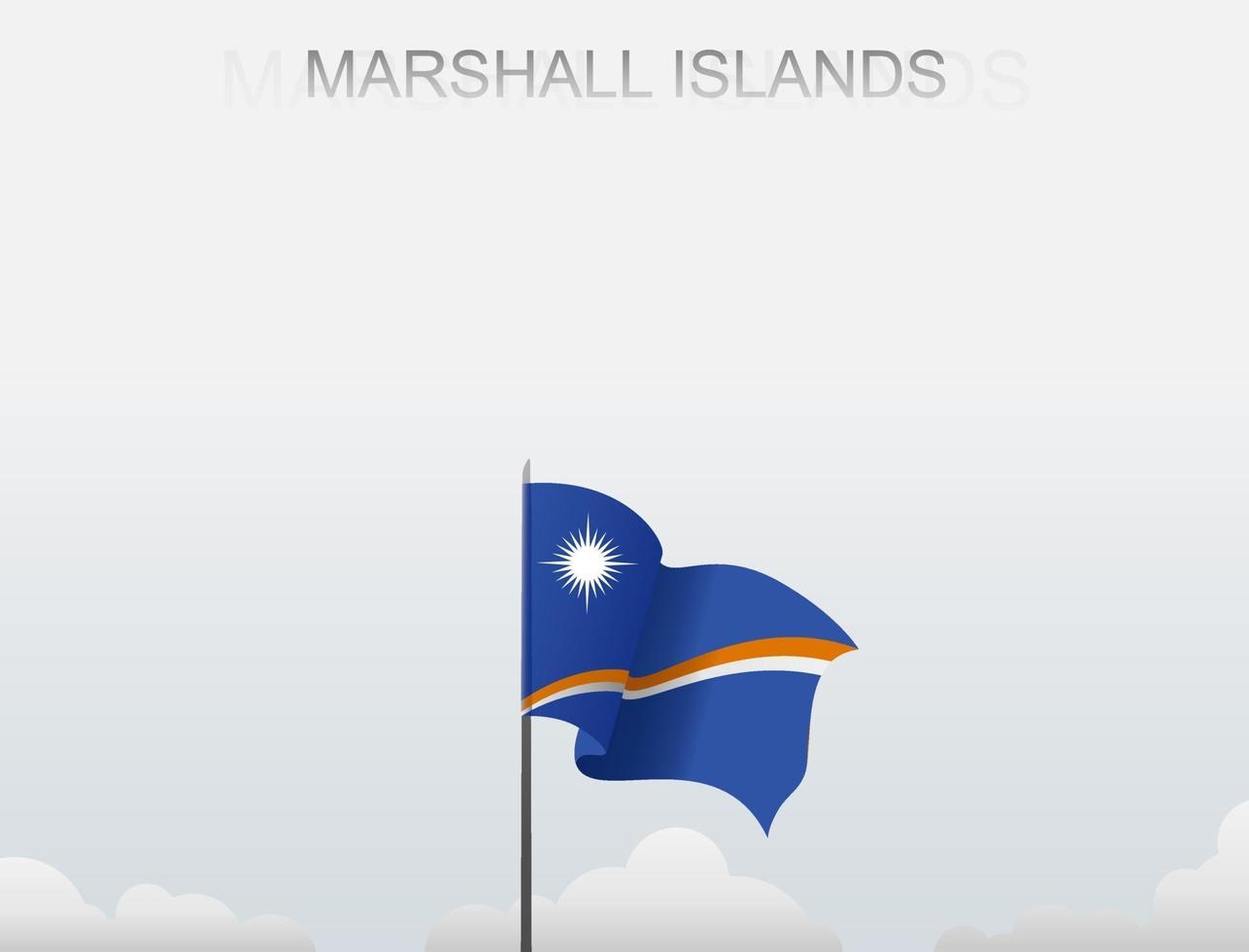 Flag of Marshall Islands flying under the white sky vector