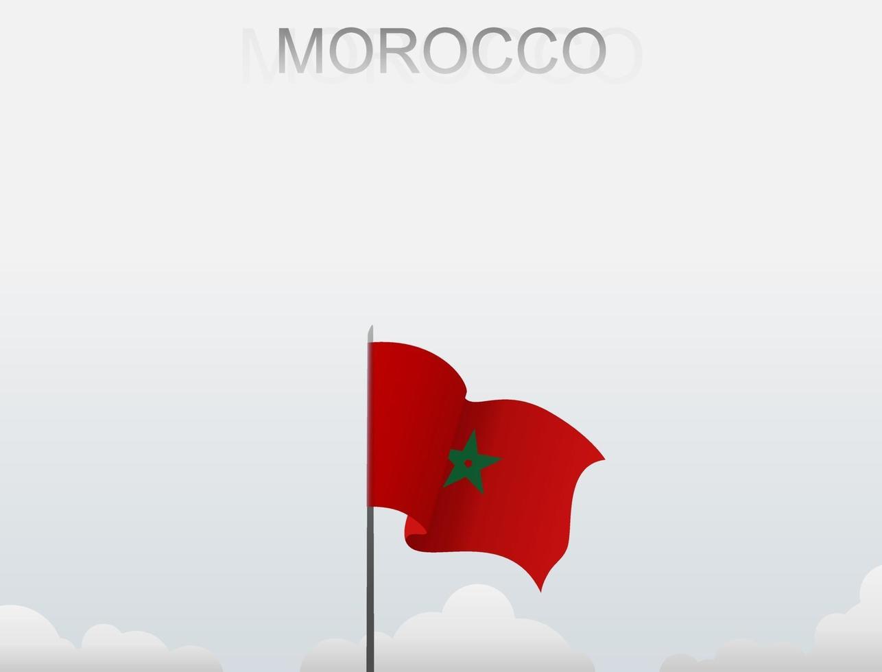 Flag of Morocco flying under the white sky vector