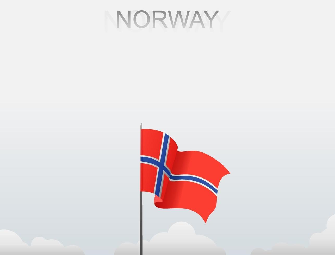 bandera de noruega volando bajo el cielo blanco vector