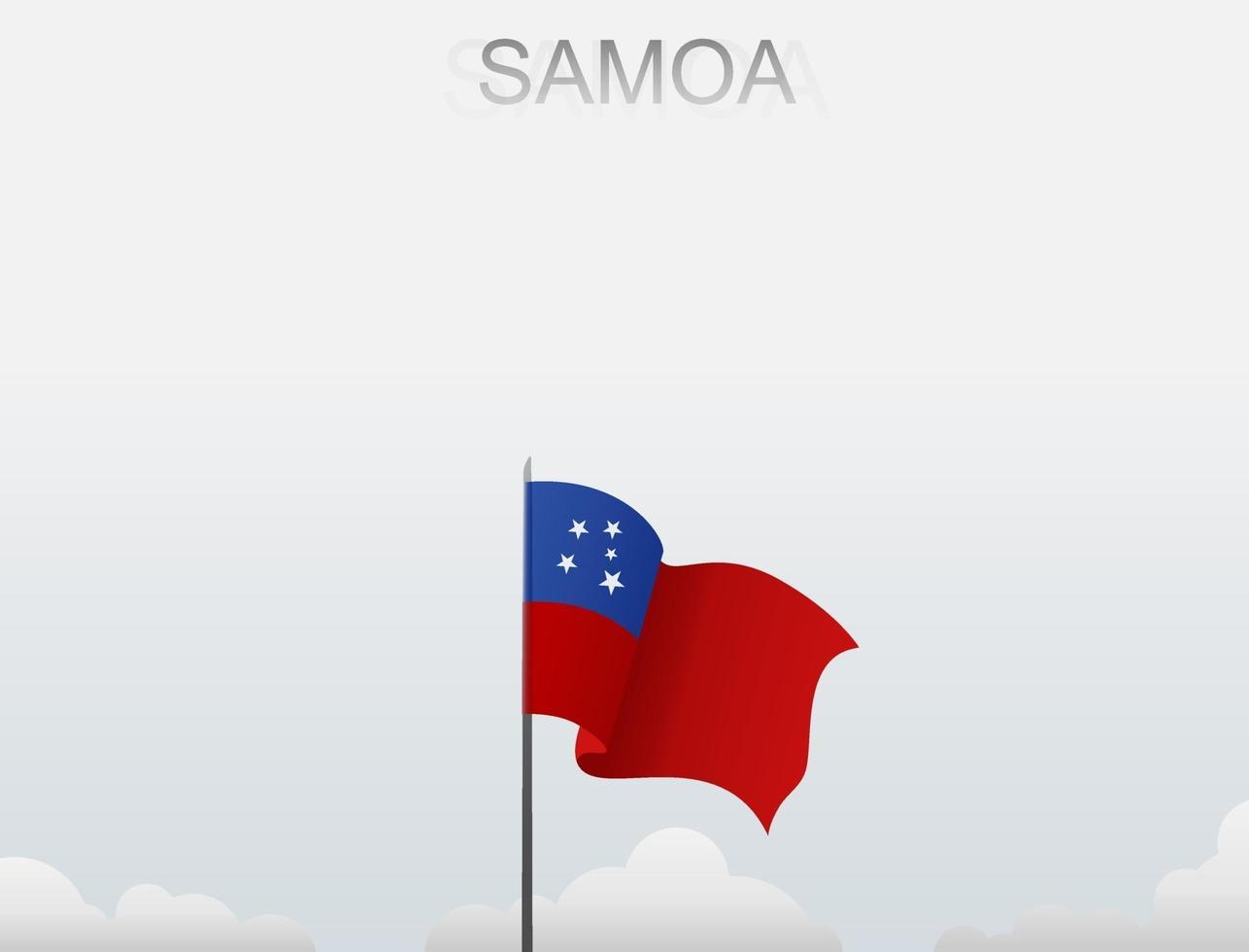 Flag of Samoa flying under the white sky vector