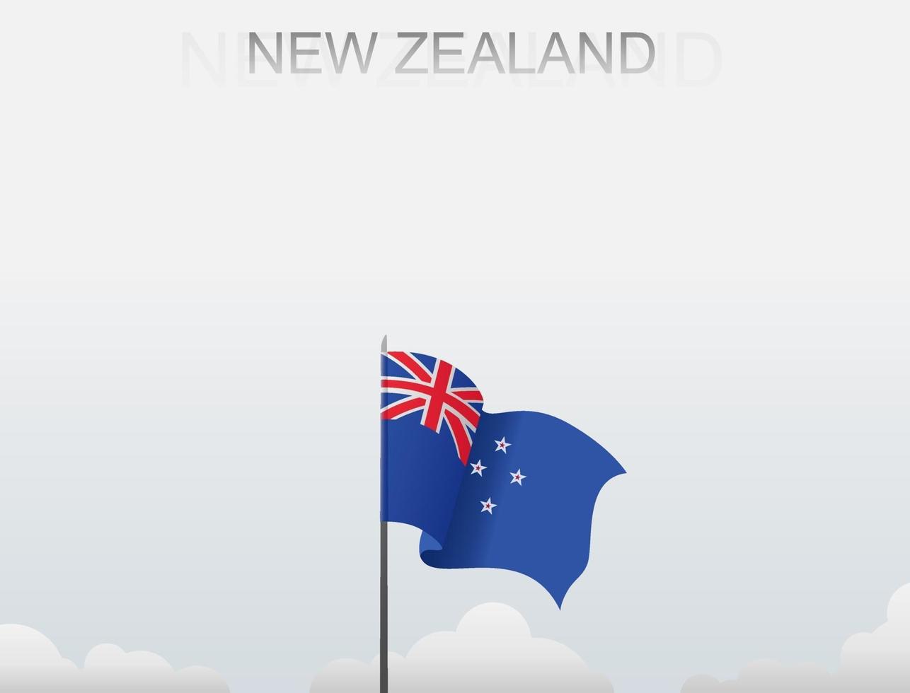bandera de nueva zelanda volando bajo el cielo blanco vector