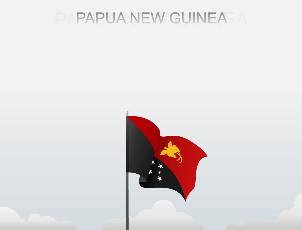 Flag of Papua New Guinea flying under the white sky vector