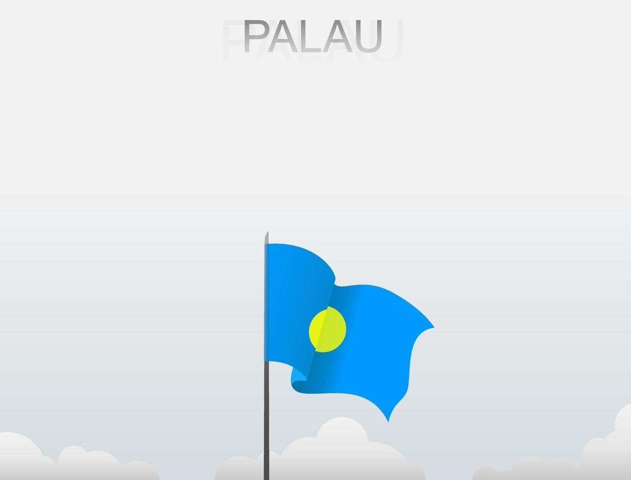 Flag of Palau flying under the white sky vector