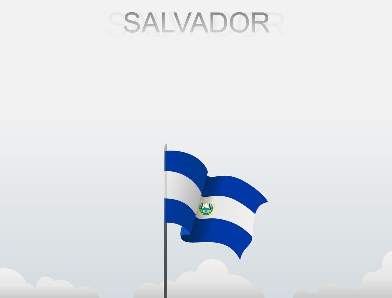 Flag of Salvador flying under the white sky vector