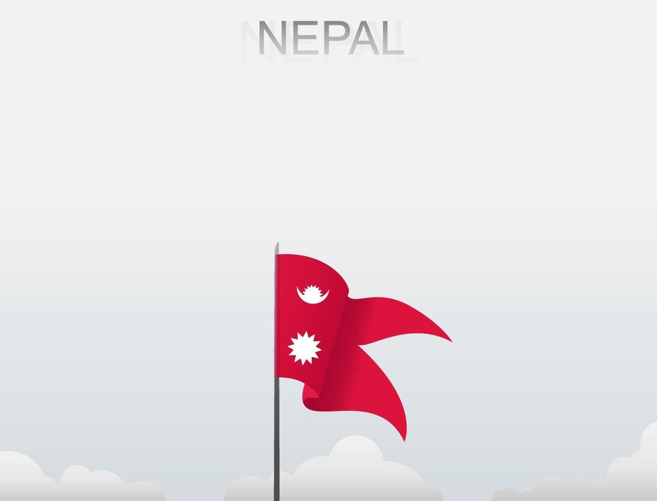 bandera de nepal volando bajo el cielo blanco vector