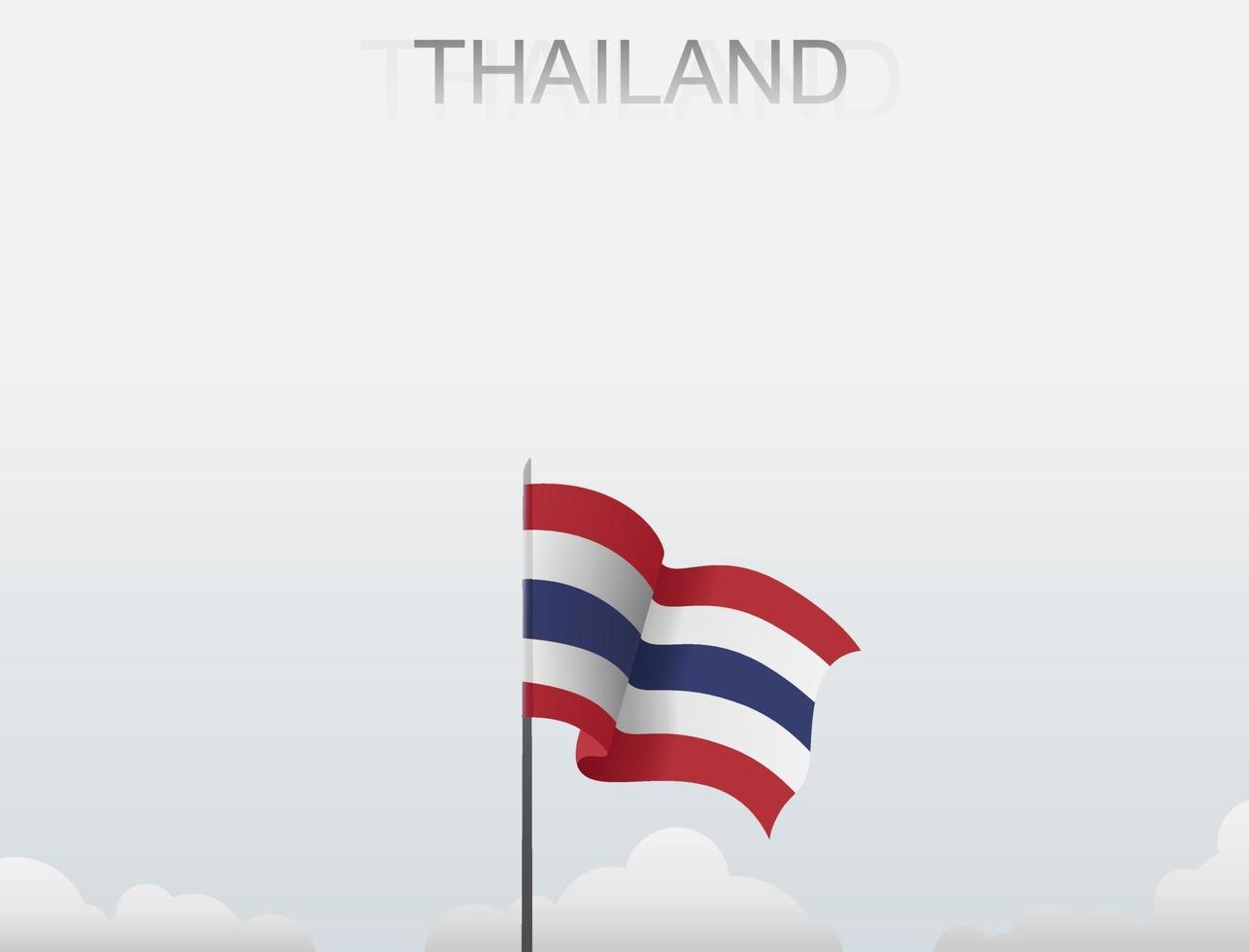 bandera de tailandia volando bajo el cielo blanco vector