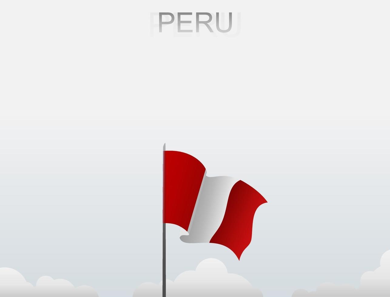 Flag of Peru flying under the white sky vector