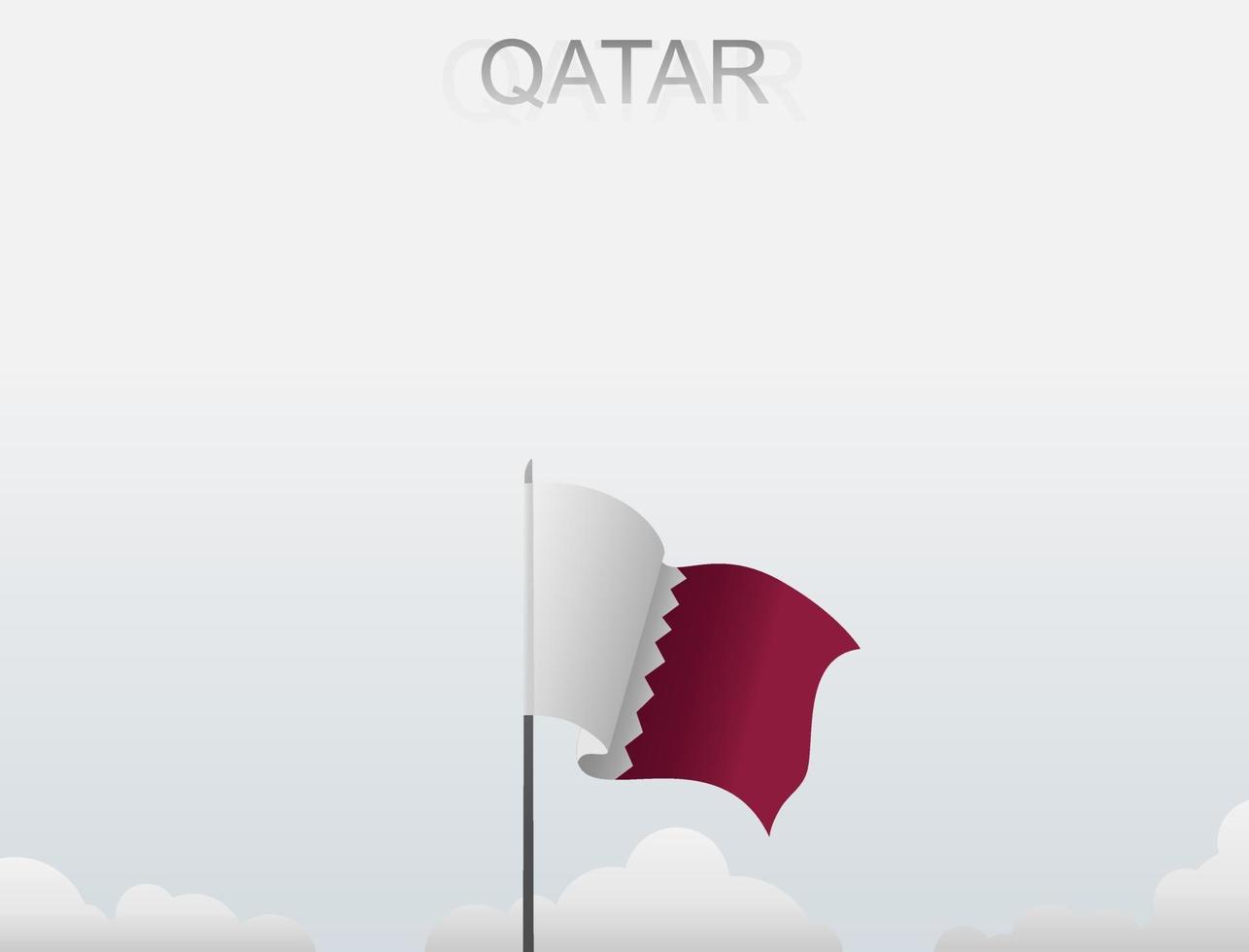 bandera de qatar volando bajo el cielo blanco vector