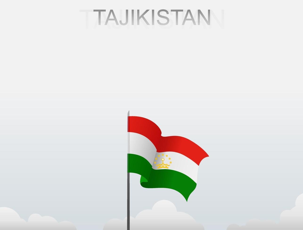 bandera de tayikistán volando bajo el cielo blanco vector