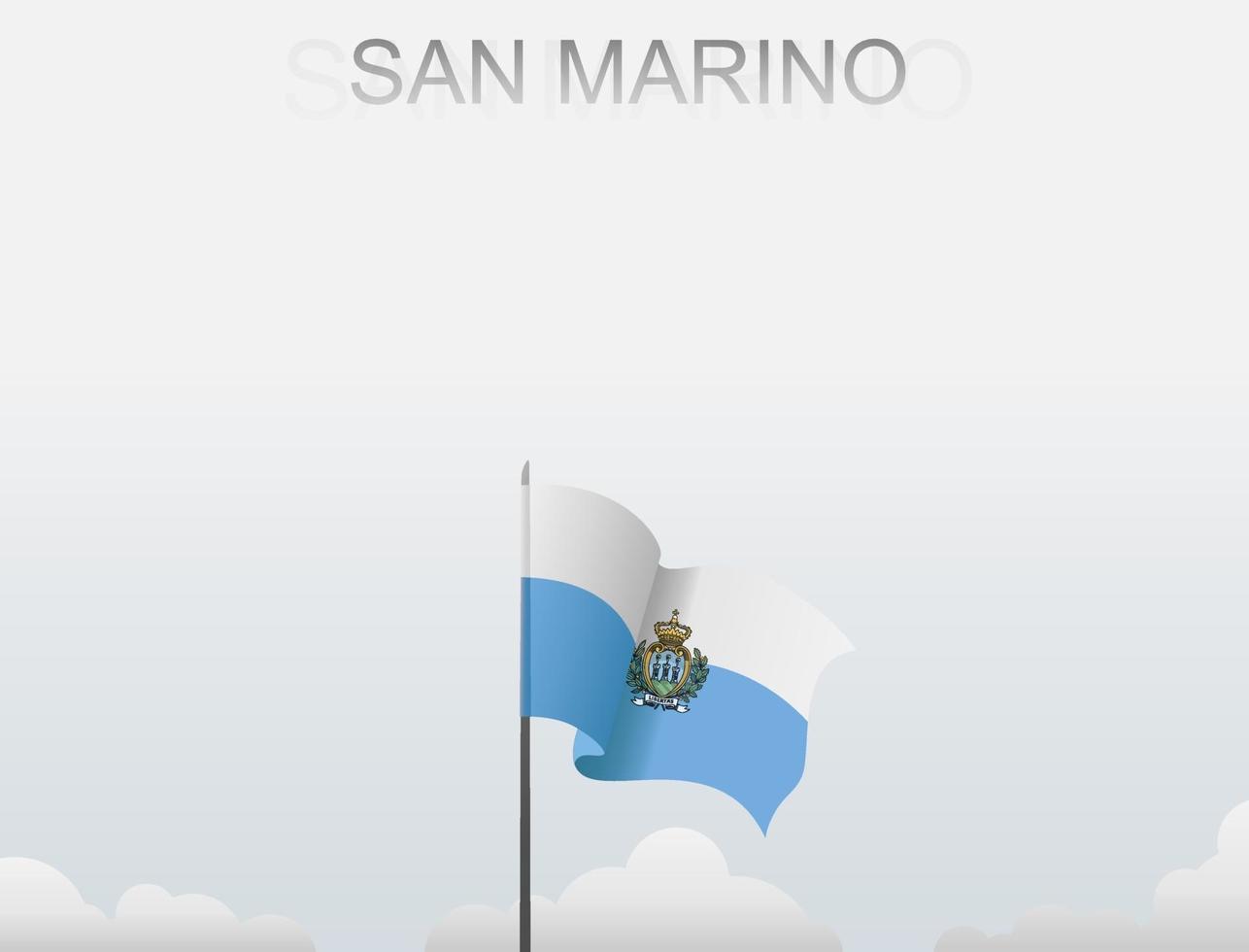 Flag of San Marino flying under the white sky vector