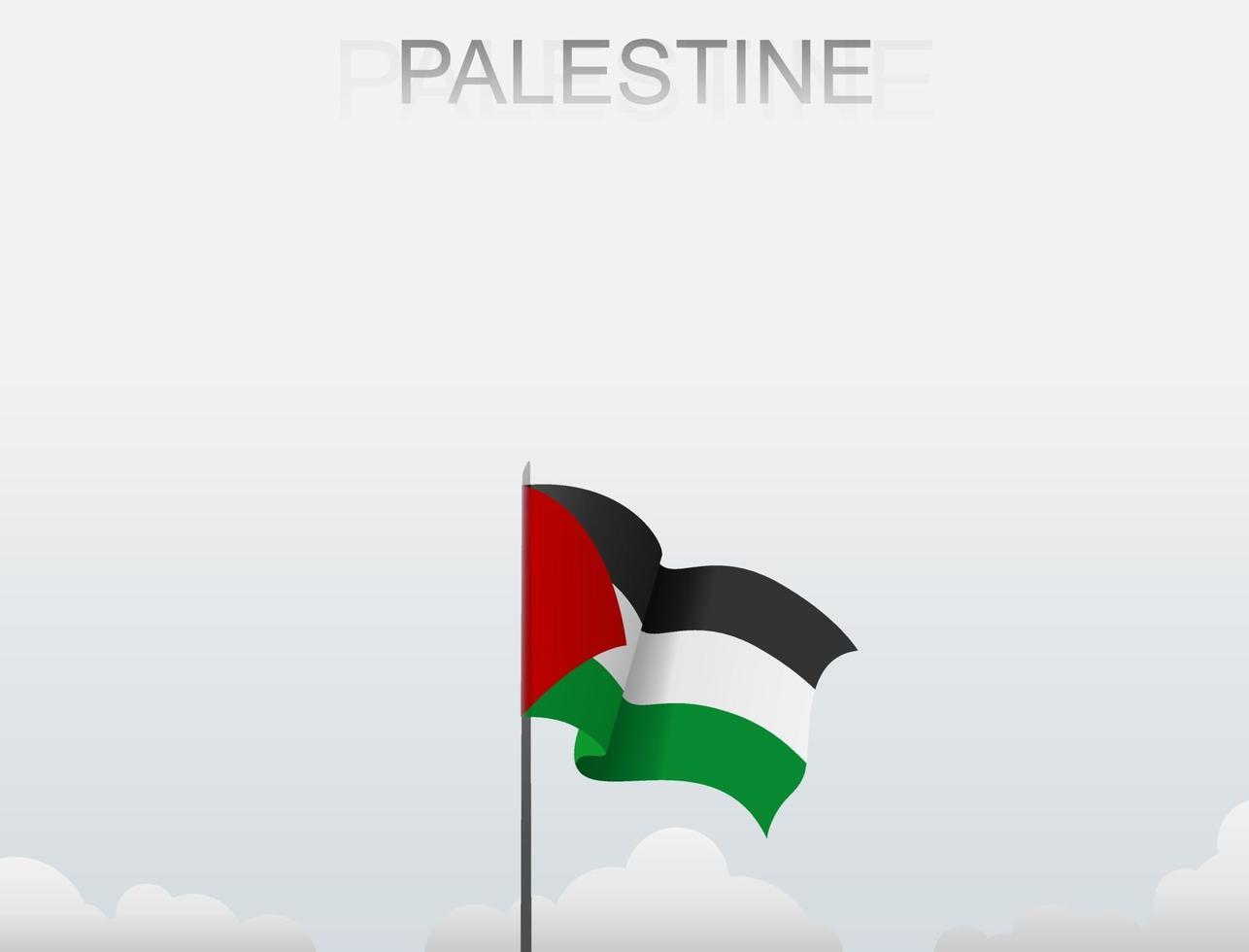 Flag of Palestine flying under the white sky vector